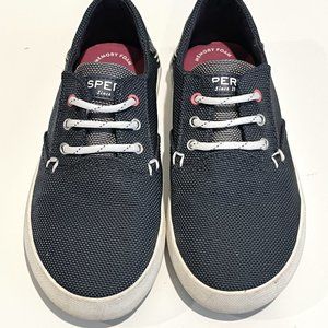 Boys Sperry Canvas Navy washable slip on velcro shoes - Bodie Jr